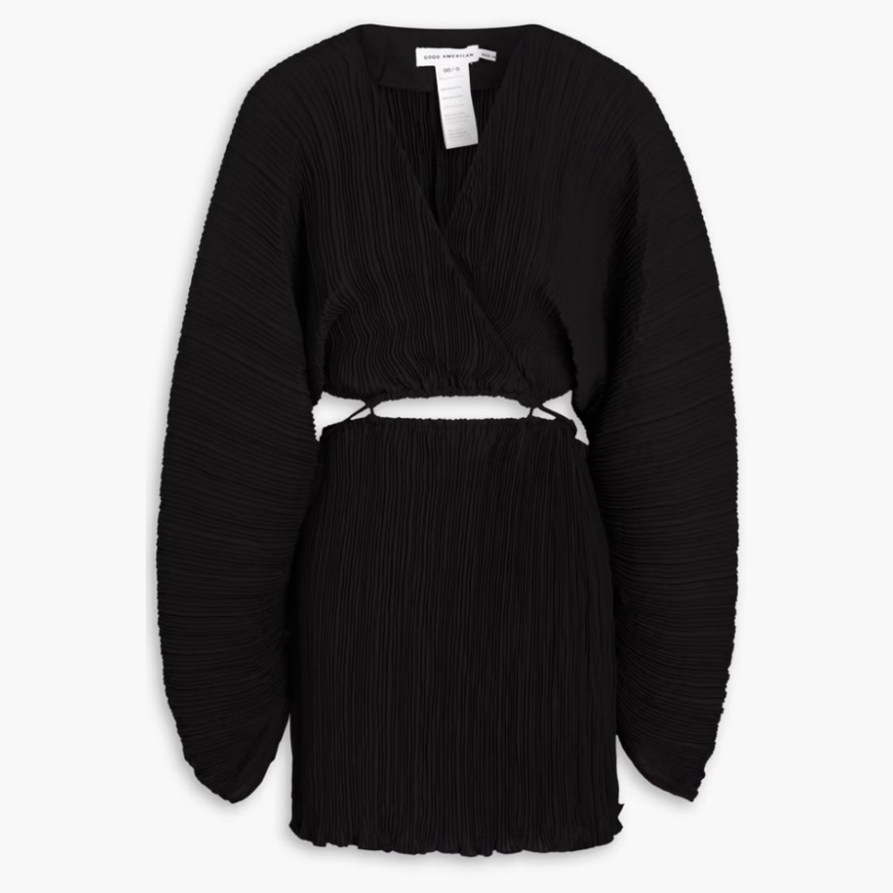 NWT Good American Always Fits Plissé Mini Dress in Black, Size 3/4 (Large/XL) - Picture 12 of 12